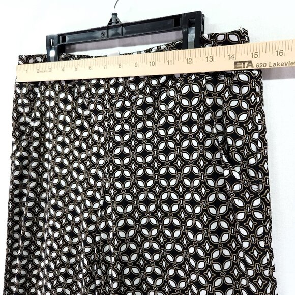 Joseph Ribkoff Pants Womens 8 Black White Print Wide Leg Pull On Dressy - Picture 3 of 11